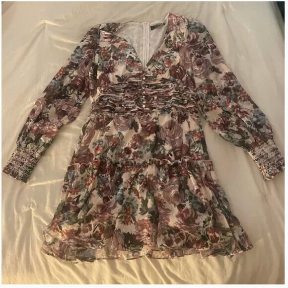 ⭐️ Ruffle Peasant V Neck Hipster Wedding Formal Classy Party Hippie Glam Dress - Picture 4 of 8